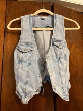 American Eagle Outfitters Light Blue Denim Vest